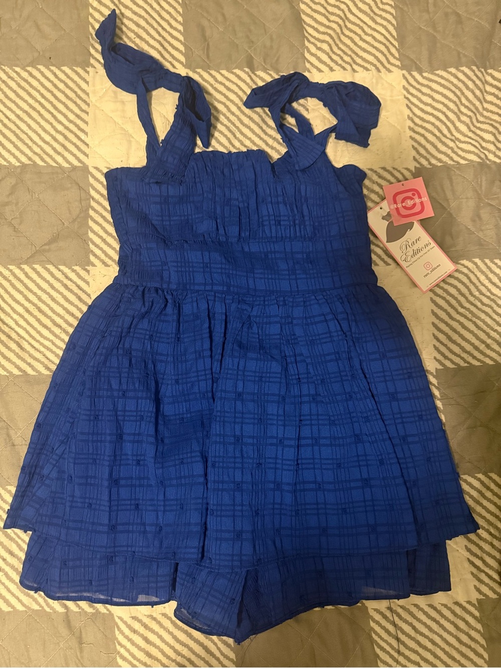 Rare Editions Royal Blue Tie-Shoulder shorts jumper